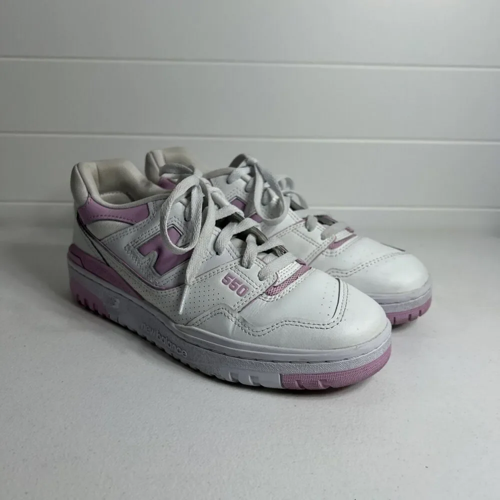 New Balance 550 Women Shoes Size 8.5 Pink Bubblegum Cloud Leather Sneakers